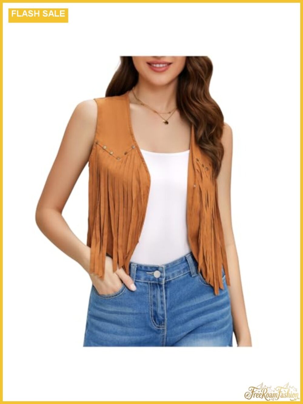 Women's Faux Suede Fringe Vest Sleeveless Western Tassel Hippie